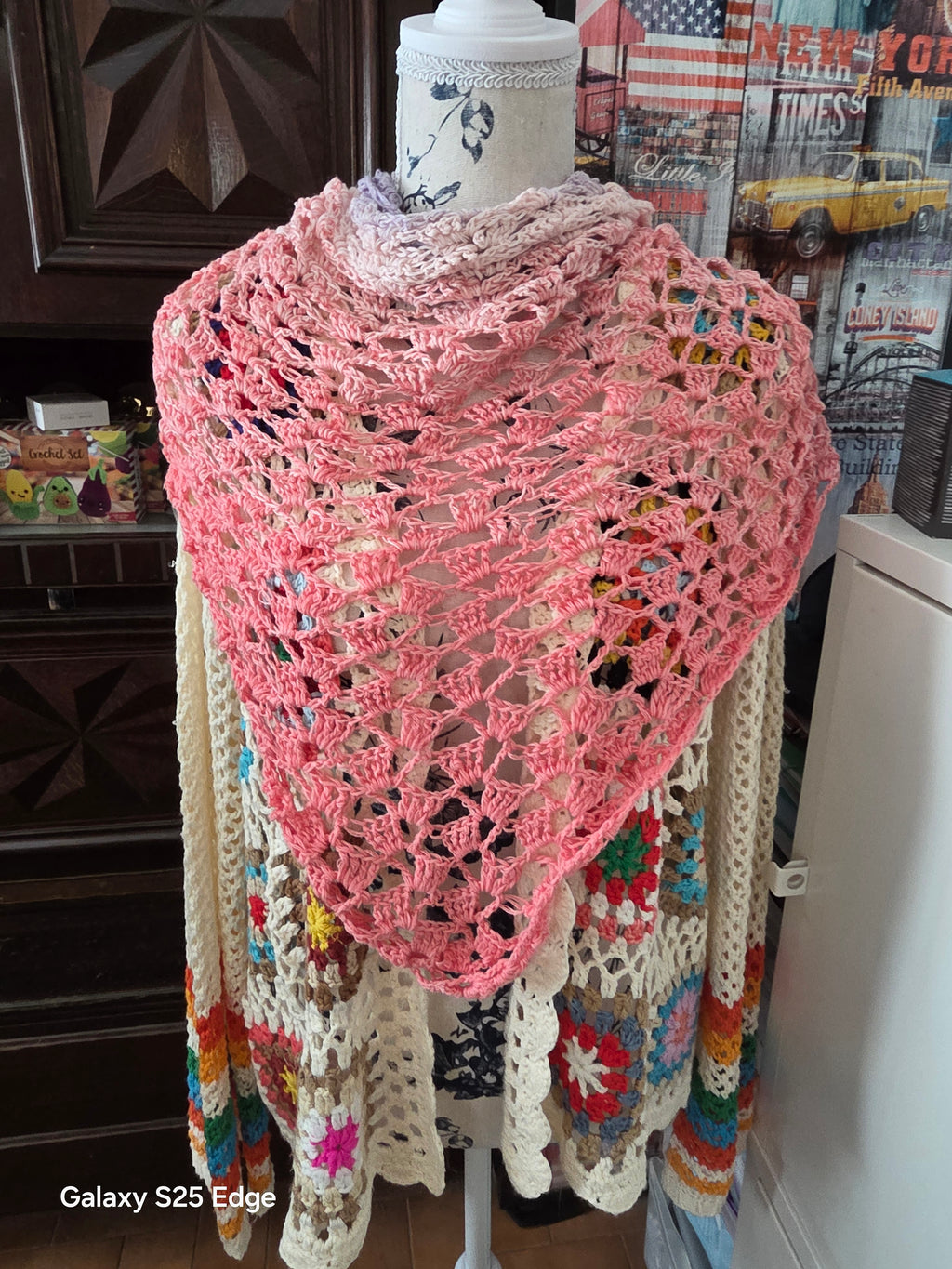 Chale/ chèche dégradé rose en coton