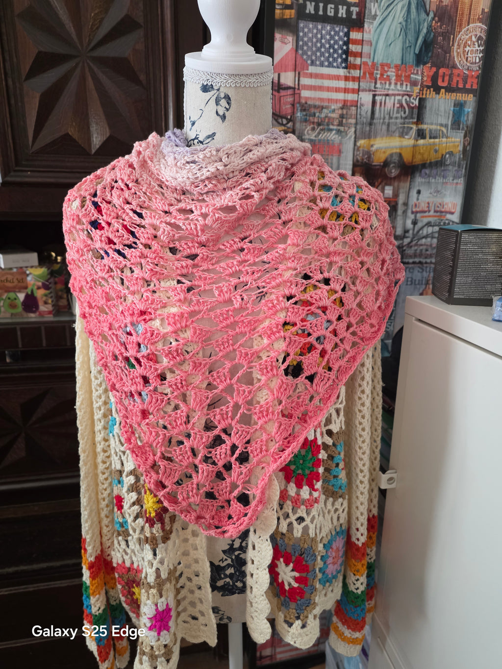 Chale/ chèche dégradé rose en coton